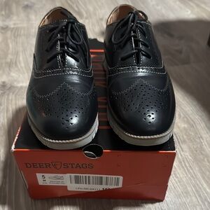 Boys Youth Sz5 Deer Stags Black Oxford Shoes Classic